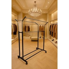 Normadia V Ayarlı 105 cm Çelik Konfeksiyon Elbise Askısı Tekerli Portatif Hanger