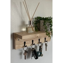 Normadia Şık Ahşap Anahtar ve Kupa Askısı, Duvar Rafı Dekorasyonu
