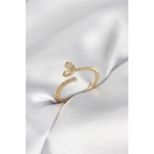 Mç Plus Gold Renk Pirinç Kuyruklu Kalp Model Kadın Yüzük