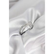 Mç Plus Zirkon Taşlı Sarmal Sedefli Gümüş Renk Kadın Yüzük