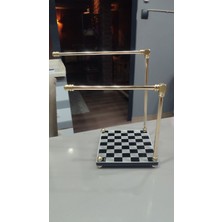 Normadia Dama Desenli Siyah Pleksi Havluluk ve Takı Standı, Şık Dekoratif Tasarım