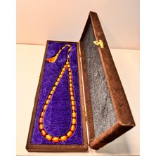 İskenderun Tesbih Iskenderun Tespih Özel Gömme Kutusunda Hediyelik Koleksiyonluk Çubuk Sıkma Kehribar Tesbih