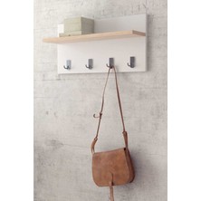 Normadia Beyaz Portmanto Raf, Şık ve Fonksiyonel Çam Tasarımı