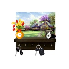 Normadia Doğal Ahşap Anahtarlık ve Kapı Arkası Dekoratif Raf Seti