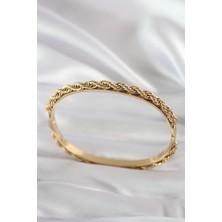 Tp 316L Çelik Gold Renk Burgu Zincir Model Kadın Kelepçe - Lisinya