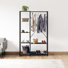 Normadia Dayanıklı Metal Ayaklı Çok Amaçlı Raflı Dolap, Portatif ve Füme Renk