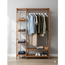 Normadia Ahşap Çok Amaçlı Gardırop Askısı 100X148 Cm, Ayaklı, Kahverengi