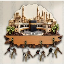 Normadia Çok Amaçlı Ahşap Anahtarlık ve Duvar Dekoru, Metal Kancalı, 2d Düz Tasarım