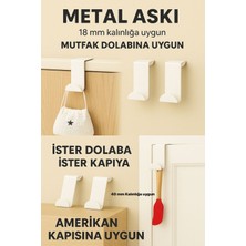 Normadia 4'lü Beyaz Mutfak Dolap Askısı, Metal Amerikan Kapı Askılığı Seti