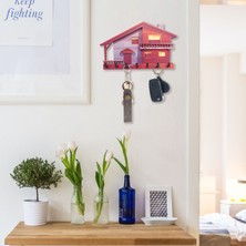 Normadia Kırmızı Müstakil Ev Temalı Dekoratif Anahtar Askısı