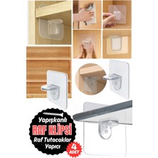 Normadia Şeffaf Plastik Yapışkan Raf Tutucu 4’lü Set, Güçlü ve Pratik Kullanım