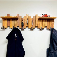 Normadia Şık Ahşap Duvar ve Kapı Askısı, 6 Askılık ve 2 Raflı Model