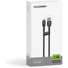 Realpower 2.4A USB To Lightning Örgülü Şarj Kablosu (1 M)  CA-24AULBK