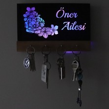 Normadia Işıklı Kişiselleştirilebilir Ahşap Çiçek Temalı Organizer Anahtar Tutacağı