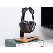 Clue Design Ahşap & Çelik Kulaküstü Kulaklık Standı | Masaüstü Düzenleyici Natural