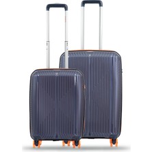 GROUND Sirius 2'li Valiz Seti Orta-Kabin(Küçük) Kaykay Tekerlekli Denim - 10728