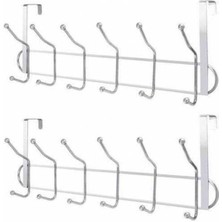 Normadia Iki Adet Paslanmaz Çelik Kapı Arkası Askısı, 12 Kanca, Kromajlı, Dayanıklı