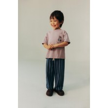 Magu Erkek Çocuk Pamuklu Ayıcık Cepli T-Shirt ve Çizgili Eşofman Takım