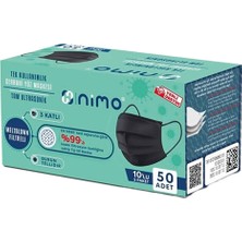 Yüz Maskesi Meltblownlu 3 Katlı Siyah Nimo (Pk 50 Adet)