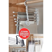 Normadia 5'li Hafif Katlanabilir Paslanmaz Çelik Pantolon Askısı, Yer Tasarruflu