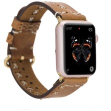 Tp Buğz Apple Watch Uyumlu Deri Kordon 42-44-45MM Aqua V18 Taba