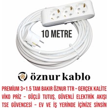 3’lü 10 Metre Tam Bakır Tse Belgeli Uzatma Kablosu – Öznur Ttr
