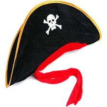 Kaia Life Yetişkin Boy Kadife Jack Sparrow Denizci Kaptan Jack Korsan Şapkası 50X20 cm