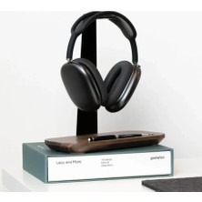 Clue Design Ahşap & Çelik Kulaküstü Kulaklık Standı | Masaüstü Düzenleyici Ceviz