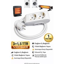 2’li Priz 1 M %100 Bakır Kablo | Ev Tipi Güvenli Kullanım