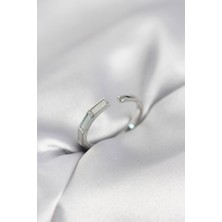 Pazarcan Gümüş Renk Sedefli Çubuk Model Kadın Yüzük