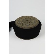 Sarıkhane Talebe Sarığı - Siyah Kumaş - Yeşil Takke - Düz Sarım - Kuş Gözü - 5 Metre (Züabeli)