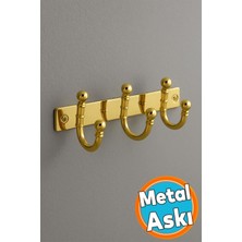 Normadia Metal 3'lü Askı Seti, Duvar Monteli, Gold Renk, Çok Amaçlı Tasarım