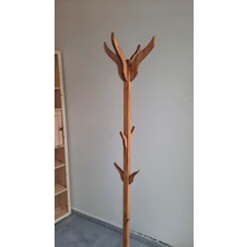 Normadia Lale Desenli Ahşap Ayaklı Modern Portmanto Elbise Askısı