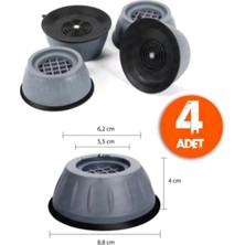 Teknosoft Center Titreşim Önleyici Kauçuk Ayak Pedleri Çamaşır Makinesi Ayagı Stoper 4'lü Set Çamaşır Makinesi Altlığı