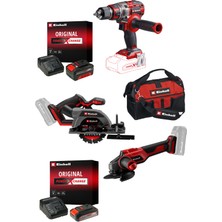 Einhell TP-CD 18/80 Li BL + TP-CS 18/136-C Li BL + AXXIO 18/115 Akülü Vidalama + Daire Testere + Taşlama Seti ( 2,5 Ah Akü ve Şarj Cihazı , 4,0 Ah Akü ve Şarj Cihazı ve Çanta Dahildir)