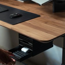 Clue Design Modüler Masa Tepsisi | Masif Ahşap & Çelik Organizer Siyah