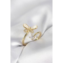 Pazarcan Gold Renk Yusufçuk Model Zirkon Taşlı Kadın Yüzük