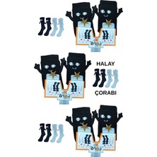 Maruf Shop 3 Çift Mıknatıslı El Ele Halay Çeken Görünümlü Gülücüklü Penye Kolej Çorabı Siyah