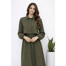 Hiramir Kadın Modern Kesim Düğmeli Yelekli  Uzun Elbise YZ2606