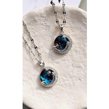 SY Aksesuar Çelik Silver Gezegen Kolye