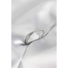 Pazarcan Incili ve Zirkon Taşlı Gümüş Renk Kadın Yüzük