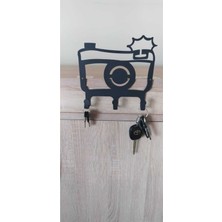 Normadia Metal Siyah Fotoğraf Makinası Dekoratif Anahtar Askısı, Askılık, Anahtarlık