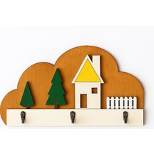 Normadia Ahşap Duvar Anahtarlık Askısı, Dekoratif 3 Kancalı Tasarım