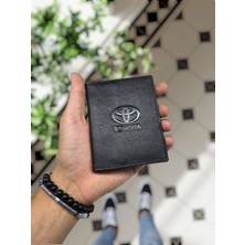 Özgürce Hakiki Deri Siyah Araç Ruhsat Kılıfı, Isme Özel, Toyota Uyumlu