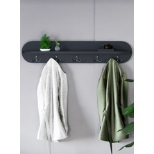 Normadia Modern Oval Duvar Rafı ve 5’li Askılık, Antre Düzenleyici, Büyük Boy