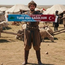 Kayıkcı Türk Irkı Sağolsun Atkısı - Mavi Kırmızı Renk