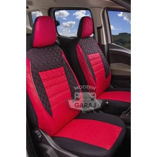Özgürce Kırmızı Gofrajlı Ön-Arka Oto Koltuk Kılıfı Seti Ford Taunus, Ka, Sierra, Mondeo