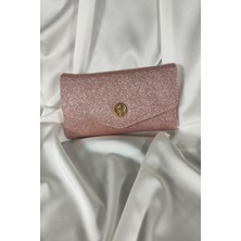 Belirtilmemiş Simli Pembe Melanj Kadın Cüzdanı Çıtçıtlı Kapaklı, Bozuk Para Gözlü, Kartlık Bölmeli