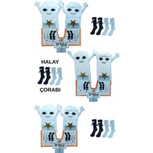 Maruf Shop 3 Çift Mıknatıslı El Ele Halay Çeken Görünümlü Gülücüklü Penye Kolej Çocuk Çorabı Beyaz - Pembe