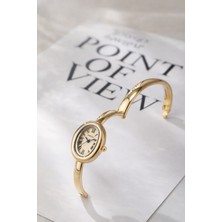 Quartz Altın Kaplama Görünüm Kelepçe Lux Saat